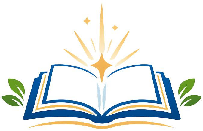 Logotipo do site com Bíblia aberta iluminada, representando ensino bíblico com clareza e cuidado