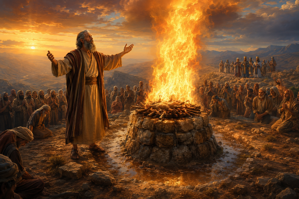 1 Reis para crianças: Elias enfrenta os profetas de Baal no monte Carmelo (18)